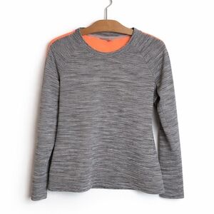 Athleta Snowscape Quilted Pullover Gray Orange Spacedye Thumbholes Womens Small